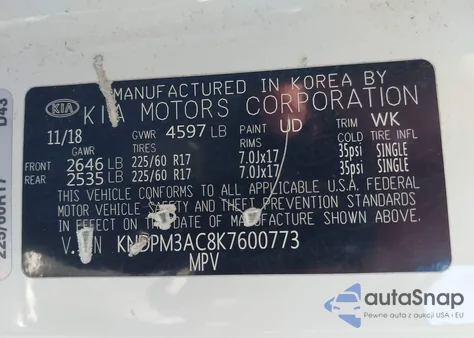 2019 Kia Sportage Lx from USA, damaged, VIN KNDPM3AC8K7600773